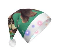 EdWal Simpatico bradipo stampato a led natalizio Beanie Light Up cappelli di Natale, cappelli lavorati a maglia con luci LED, cappello invernale unisex di Babbo Natale