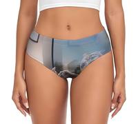 EdWal Slip da donna a vita alta con stampa animalier gatto e riflesso tigre, biancheria intima traspirante, Nero , XL