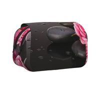 EdWal Spa Stone and Rose Flowers Print Pencil Case Canvas Pen Pencil Pouch Large Capacity Organizer Multifunzionale Pencil Bag