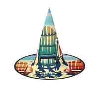 EdWal Spiaggia Scena Con Sedie Stampa Halloween Strega Cappello Costume Accessorio Donne Cappelli Per Halloween Partito Cosplay Per La Casa, Cortile,