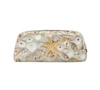 EdWal Stella Marina Conchiglia Sabbia Spiaggia Stampa Matita Astuccio Grande Astuccio Cancelleria Penna Borsa Ufficio College Scuola Trucco Bag, Oro, Taglia unica, Beauty case