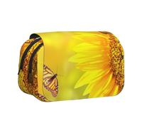 EdWal Sunflower Butterfly Sunny Print Pencil Case Canvas Pen Pencil Pouch Grande Capacità Organizer Multifunzionale Matita Bag