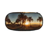 EdWal Sunset Colorful Clouds Palm Tree 2 Stampa Grande Capacità Matita Astuccio Grande Astuccio Cancelleria Penna Sacchetto Ufficio College Scuola, Nero , Taglia unica, Organizer per borse