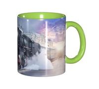 EdWal Tazza da tè con manico con stampa di treno a vapore e tramonto, tazza in ceramica per tè e caffè, regalo per donne, adatta al microonde