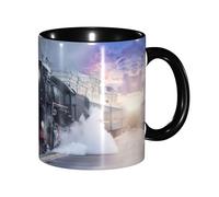 EdWal Tazza da tè con manico con stampa di treno a vapore e tramonto, tazza in ceramica per tè e caffè, regalo per donne, adatta al microonde