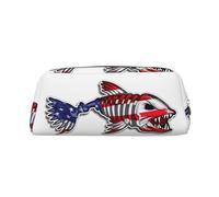 EdWal USA Bone Fish Print Pencil Case Large Pencil Pouch Stationery Pen Bag Office College School Makeup Bag, Oro, Taglia unica, Beauty case