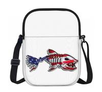 Edwal Usa Bone Fish Stampa Piccola Borsa A Tracolla Per Le Donne Impermeabile Del Telefono Borsa Con Cinghia Regolabile Per Il Lavoro Di Viaggio