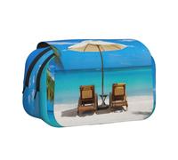 EdWal White Beach Tropical Sea Print Pencil Case Canvas Pen Pencil Pouch Large Capacity Organizer Multifunzionale Pencil Bag