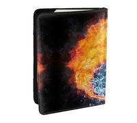 EdWal Yin Yang Fire - Custodia per passaporto con stampa acqua e porta carte di credito, in pelle, per donne e uomini, per la famiglia, da viaggio, Nero , Taglia unica