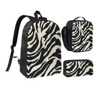 EdWal Zainetto scolastico zebrato con stampa animalier con portapranzo e astuccio leggero