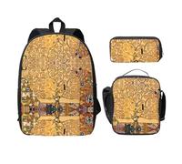 EdWal Zaini con stampa albero della vita con astuccio portapranzo, 3 pezzi, borsa leggera per libri per scuola media, Nero , Taglia unica