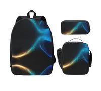 EdWal Zaini con stampa geometrica astratta con astuccio portapranzo, 3 pezzi, borsa leggera per libri per scuola media, Nero , Taglia unica