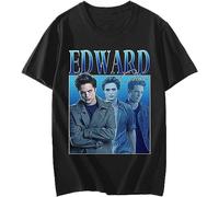 Edward Cullen T-Shirt Cotton Hold on Tight Twilight Saga Robert Pattinson T-Shirts Men Oversized Tee Shirt Tops Black L