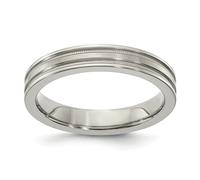 Edward Mirell Grigio Titanio 4mm Spazzolato & Flat Milligrana Fede Nuziale