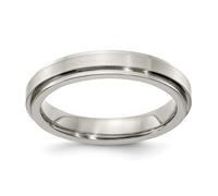 Edward Mirell Grigio Titanio 4mm Spazzolato & Piatto Passo Fede Nuziale Misure 5