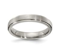 Edward Mirell Grigio Titanio 4mm Spazzolato & Rotondo Passo Fede Nuziale Sizes 5