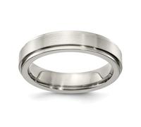 Edward Mirell Grigio Titanio 5mm Spazzolato & Piatto Passo Fede Nuziale Misure 5