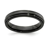 Edward Mirell Nero Ti Titanio 4mm Triplo Bombato Fede Nuziale Misure 6 A 13