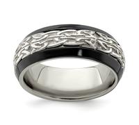 Edward Mirell Nero Ti Titanio 9mm 925 Argento Modello Fede Nuziale Misura 8 A 13