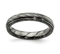 Edward Mirell Titanio 4mm Bombato Inciso Bordi Timoku Fede Nuziale Misure 6 A 12
