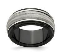 Edward Mirell Titanio & 925 Argento 10mm Laser Onda Fede Nuziale Misure 8 A 14