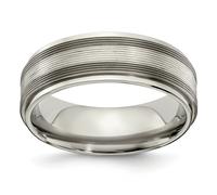 Edward Mirell Titanio & 925 Argento 7.5mm Testurizzati Linee Fede Nuziale Sz 7 A