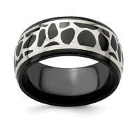 Edward Mirell Titanio Nero 925 Argento 10mm Cobblestone Fede Nuziale Sz 8 A 13