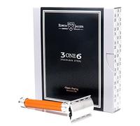 Edwin Jagger 3ONE6 DE - Rasoio di sicurezza in acciaio inox, scanalato, 1 confezione di lame DE (arancione anodizzato)