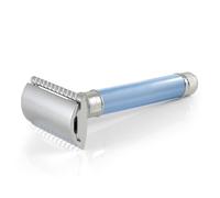 Edwin Jagger DELBE14BL Rasoio di Sicurezza Classico a Doppio Taglio Riutilizzabile con Manico Lungo (Blu)