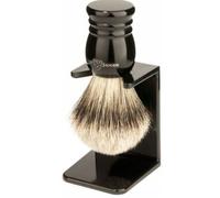 Edwin Jagger - Pennello da barba con setole di puro tasso, fatto a mano, manico imitazione ebano con porta pennello, 8,6 cm