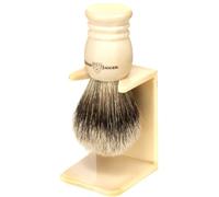 Edwin Jagger Super - Pennello da barba con supporto, misura piccola, imitazione avorio