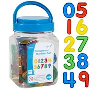 edx Education - Set di numeri trasparenti, mini barattolo, numeri colorati, in plastica, accessorio per scatola luminosa, gioco sensoriale, manipolazione matematica