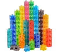 edxeducation Set di 100 cubi di collegamento trasparenti per la matematica precoce, set di 100 cubi da 2 cm, giocattolo da tavolo luminoso, apprendimento all'età elementare e