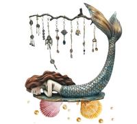 EDXTNKQC Art Ornamento Scultura Figurina - Home Decoration Sculturas, Statua Da Tavolo A Forma Di Sirena, Sculturas Porta Orecchini Da Tavolo Da Toeletta, Ornamenti Artigianali A Forma Di Sirena(D)