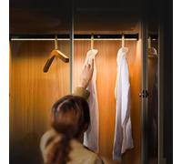 EDXTNKQC Bastone Appendiabiti, Asta Appendiabiti, Asta Appendiabitis In Metallo, Portata 50 Kg, Astas Da 40-120 Cm Con Luce LED E Sensore Di Presenza(1200mm)