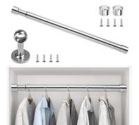 EDXTNKQC Bastone Appendiabiti, Asta Appendiabiti, Asta Appendiabitis Retrattile Con Manicotti Terminali, Tubo Appendiabitis In Acciaio Inox, Adatto Per Armadi Guardaroba(900-1450mm)