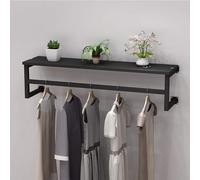 EDXTNKQC Espositore Per Abiti Da Parete, Appendiabiti Con Ripiani, Scaffale Portaoggetti Da Parete, Scaffale Sospeso In Ferro Con Asta Appendiabiti(Black,60 * 28cm)