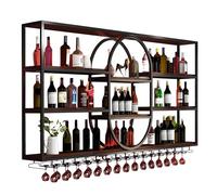 EDXTNKQC Portabicchieri A 4 Ripiani, Moderno Portabottiglie Da Parete, Grande Portabottiglie, Espositore Per Vino Per Bar, Ristoranti E Case(Black,140cm/55.1in)