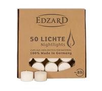 EDZARD 50 candele tealight, bianco, paraffina, bicchiere di plastica trasparente, inodore, durata di combustione circa 8 ore