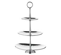 EDZARD Alzata Gulf (H 49 cm), a 3 piani, ovale | acciaio inox martellato, lucida a specchio, etagere, centrotavola, per dolci e pasticcini, idea regalo, decorazione tavola