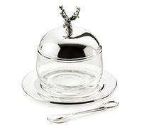 Edzard Bicchiere marmellata Cervo di Vetro, Altezza 11 cm, Argento pregiato Placcato, lucidato