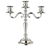 EDZARD Candelabro Regina a 3 bracci (H 36 cm), placcato in argento | antiossidante, base in velluto, per candele lunghe, color argento, portacandele da tavolo, centrotavola elegante