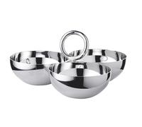 EDZARD Ciotola per snack Apus (Ø 22 cm), in acciaio inox lucidato a specchio, tripla ciotola