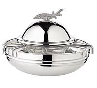 Edzard Ciotola Raffreddabile per Caviale con Inserto in Vetro, Ciotola in Acciaio Inox (Diametro 17,5 cm, Altezza 12,5 cm)