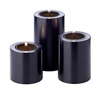 EDZARD Cornelius - Set di 3 portacandele nero (Ø 6 cm, altezza 6, 8 e 10 cm), resistente al calore fino a 90 °C
