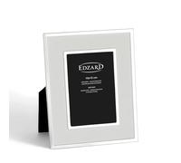 EDZARD Cornice Alvito bianca (foto 10x15 cm) placcata argento antiossidante | Cornice placcata argento per foto 10x15 cm, effetto pelle bianco, retro in velluto, 2 ganci, portafoto