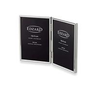 EDZARD Cornice doppia Genua (2 foto 10x15 cm) placcata argento | Cornice placcata argento per 2 foto 10x15 cm, antiossidante, retro in velluto, da tavolo, portafoto