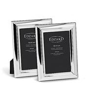 EDZARD Cornice Florenz set da 2 (10x15 cm) placcata argento antiossidante | Cornice placcata argento per foto 10x15 cm, retro in velluto, 2 ganci ciascuna, portafoto