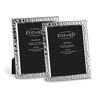 Edzard Set di 2 cornici Pavia per foto 13 x 18 cm, argentate, protette contro l'ossidazione, con retro in velluto, incl. 2 appendini, cornice per foto in piedi e appese