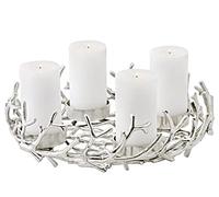 EDZARD Corona d’avvento Porus, design corna di cervo, nichelato in alluminio, colore argento, diametro 42 cm, per candela diametro 8 cm